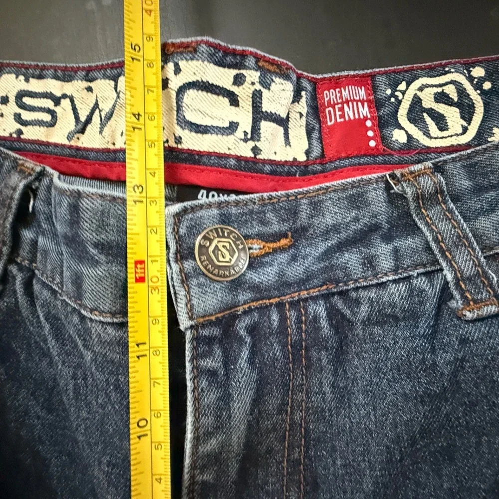 Switch Remarkable Mens Distressed Blue Denim Jeans 40x32 Straight Leg Cotton‎